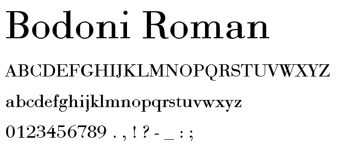 Bodoni Roman font